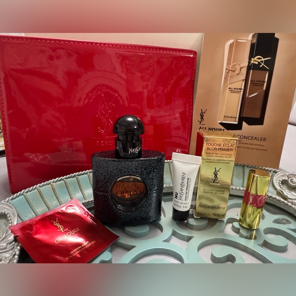 YSL Black Opium Yves Saint Laurent Volupte Shine Or Rouge Nu Beauty Bundle